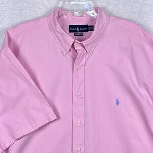 VTG Ralph Lauren Mens 2XB Pink Blue Pony Preppy Classic Resort Camp Golf Shirt
